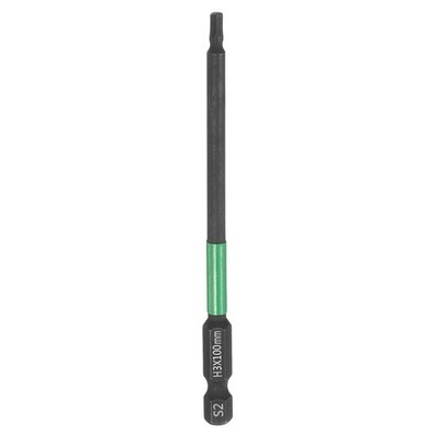 H3 Flat Hex Screwdriver Bit 3mm Tip 1/4'' Shank 4'' Long Black Phosphate