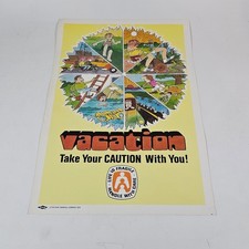 Vintage Dow Chemical Safety Art Poster 1976 Vacation Caution
