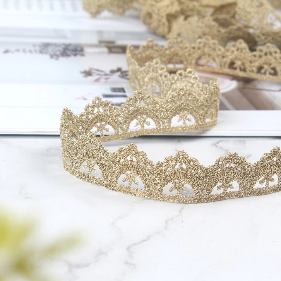 5 Yards Gold Ribbon Gold lace Ribbon Embroidery Metallic Venice Lace Edging Trim - Image 2 of 4