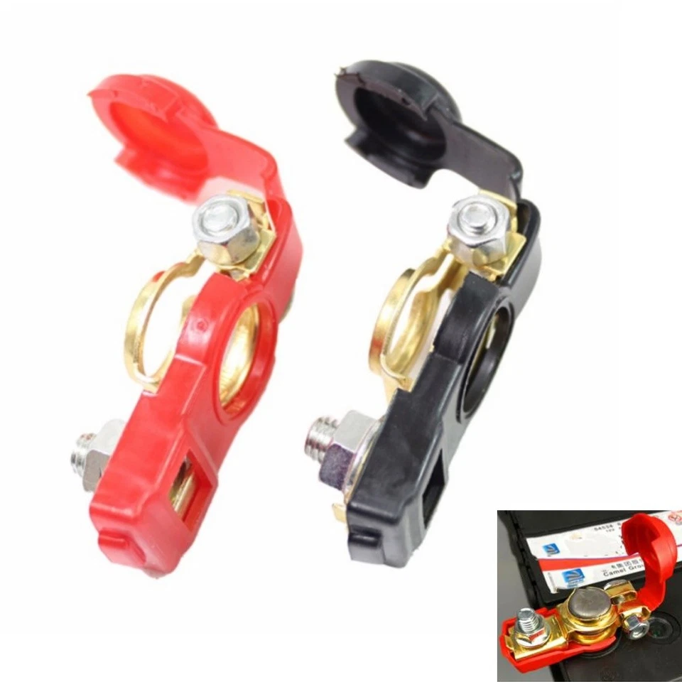 Conector de clip de abrazadera de terminal de batería de automóvil ajustable positivo + negativo 2 piezas Foto 4 de 4