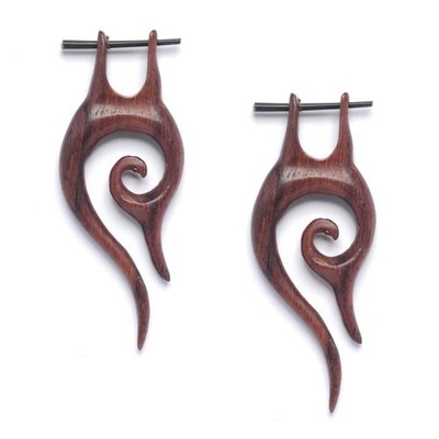 81stgeneration Wooden Earrings Long Spiral Earrings Tribal Boho w/ Stick Posts