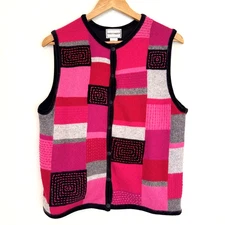 Napa Valley Angora Blend Vest Patchwork Colorblock Geometric Embroidery Indie