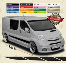Fits Vauxhall Opel Vivaro SWB (2001-2014) - Side Stripes Van Stickers Decals
