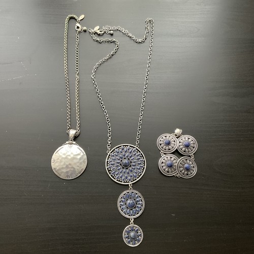 Chico's Silver And Blue Necklaces And Bracelet