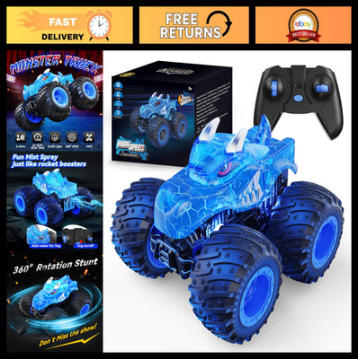 Remote Control Monster Truck 2.4GHz, All Terrain RC Car with Light Spray, Kids G