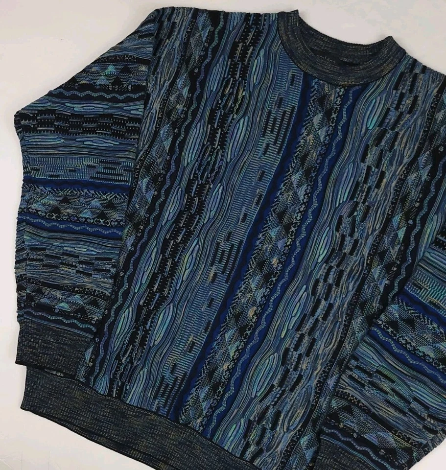 Vintage Protege Multicolor 3d Texture Pattern Knit Sweater Unique Colorful Coogi - Image 2 of 4