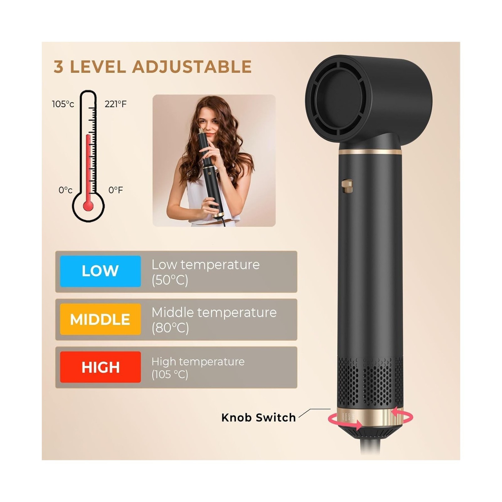 5 in 1 Hair Styler & Hair Dryer Brush, Low-Speed Negative Ionic Air... Fast Ship