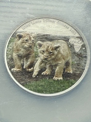 2013 Congo Silver Coin "Baby Lions" 3 Oz COA Only 200 Pieces NGC Slab!! RARE!