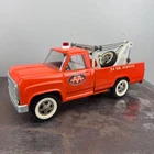 Vtg TONKA Pressed Steel ORANGE AA Tow Truck / Wrecker w/ Paper Decals 14" #2518