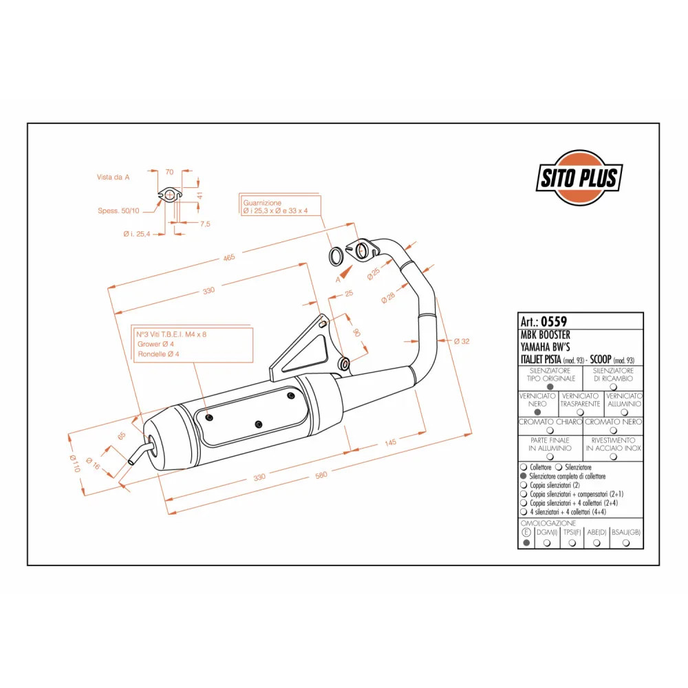 Complete Exhaust System Leovince Sitoplus Steel Yamaha Bw S 50 1998 > 1999