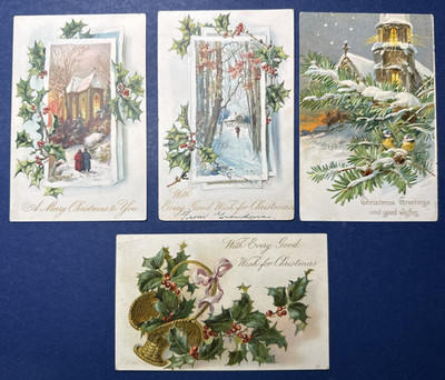PUBL Tuck. Antique Postcards 4 Christmas. Series 100. Snow Scenes. UND Backs