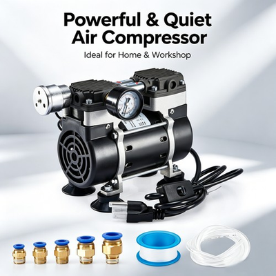 #ad #ad 180W 50L Min Vacuum Pump Lab Vacuum Pump w Switch Pressure Gauge Silencer Hose $95.99