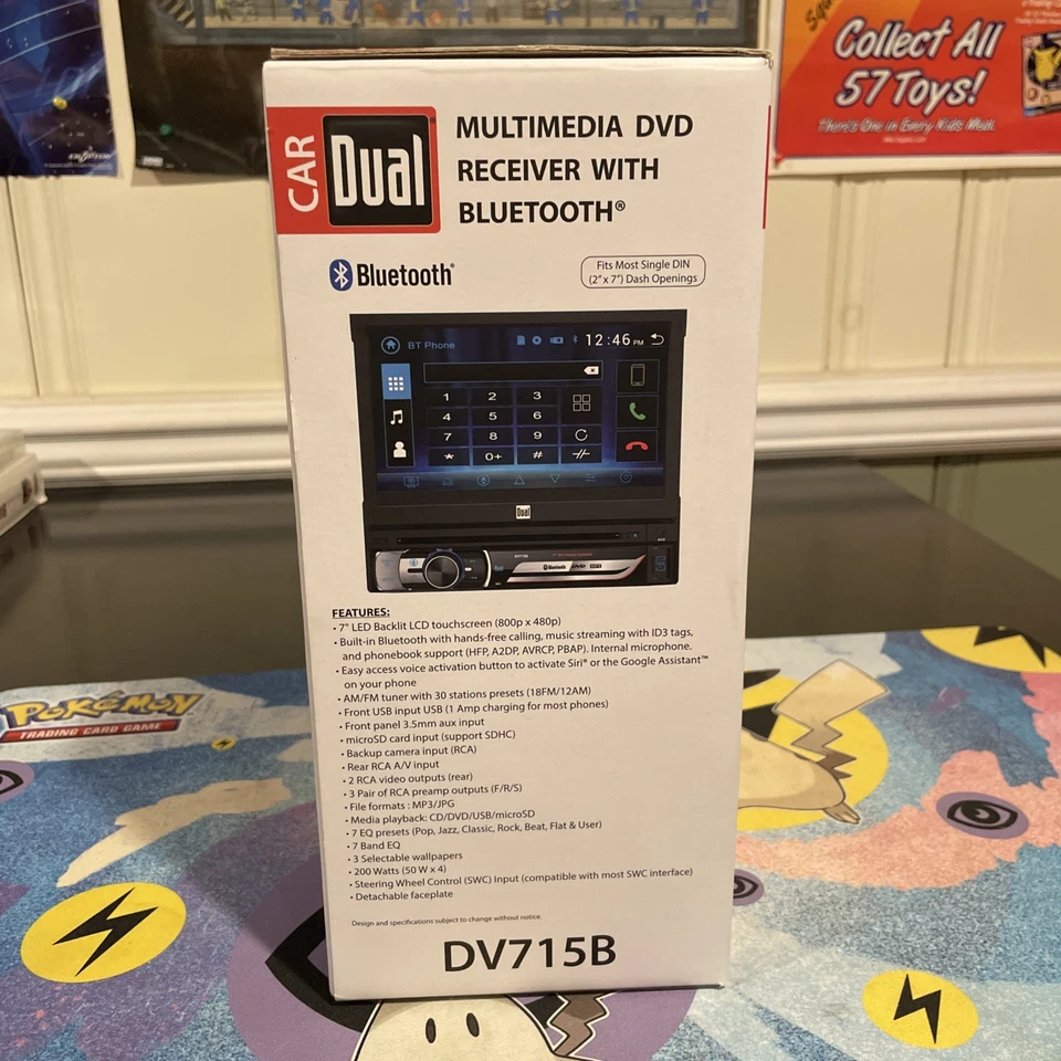 Dual DV715B 1-DIN CD/DVD/AM/FM Bluetooth In-Dash Receiver w/ 7" Flip Out Screen - Image 4 of 4