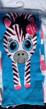 NWT Justice Girls Reversible Knit Zebra Critter Winter Scarf blue pink stripes