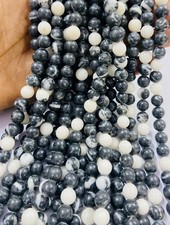 Black Zebra Jasper Round Beads 4mm, 6mm, 8mm, 10mm 15.5" Strand Natural Gemstone