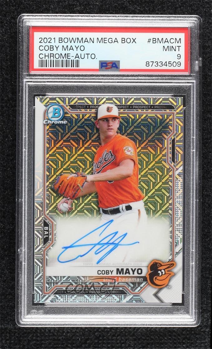 2021 Bowman Mega Box Chrome Mojo Auto Coby Mayo #BMA-CM PSA 9 MINT Auto 1f74