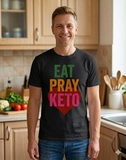 Quality Black Teeshirt With Keto Motif Unisex Size M