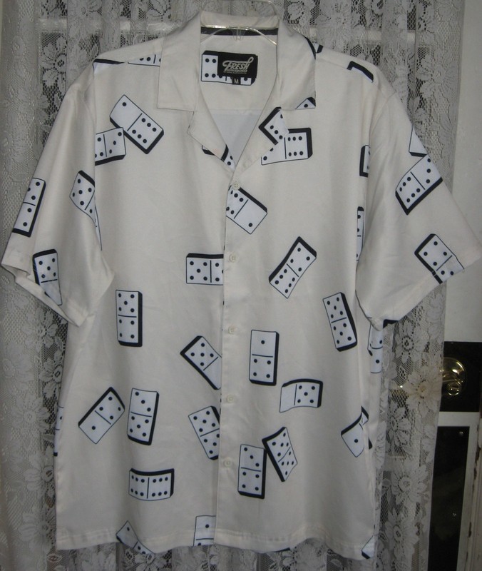 DOMINOS PRINT FRESH PRINTS OF BEL-AIR BUTTON UP SHIRT M NEW