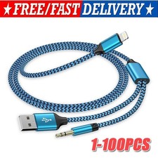3.5mm Aux Cable with USB A 2-In-1 Charge Fit with iPhone 14 13 12 11 XS XR lot
