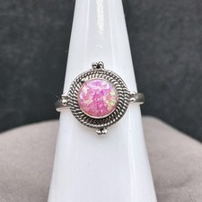 Sterling Silver Pink Fire Opal Ring Size 6.25 Boho Southwestern