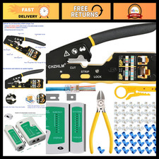All-in-One RJ45 Crimping Tool Kit - Pass Through Crimper, Stripper  Cutter, 50