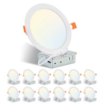 MAILCOS 12 Pack 6'' LED Recessed Ceiling Light Dimmable 2700K-5000K 12W ETL