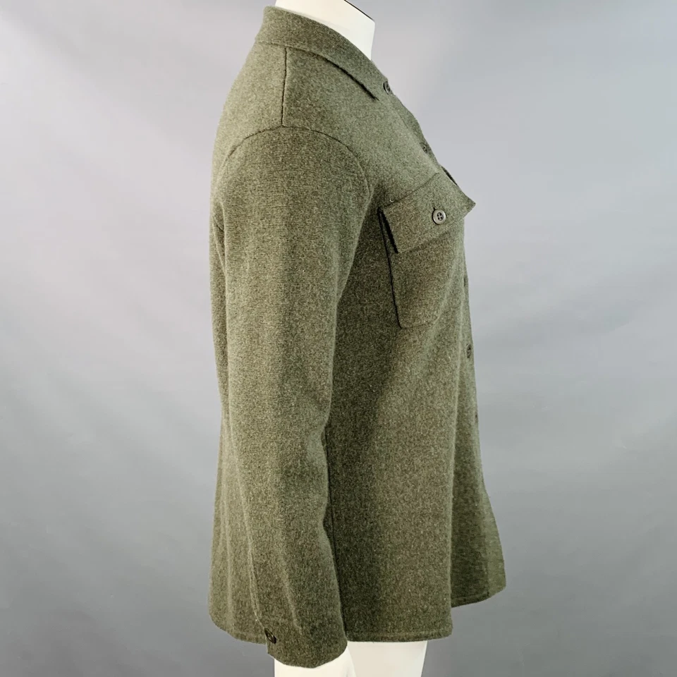 KINROSS Size L Green Olive Cashmere Shirt Jacket Cardigan - Image 2 of 4