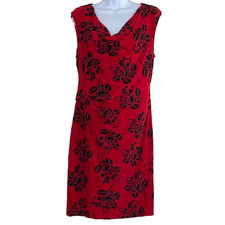 Scarlett Dress Womens Size 10W Red Roses Valentines Ruched Cocktail Party