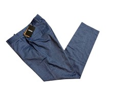 Hugo Boss H-Genius-MM-222 Slim Fit Trousers 32R Navy Wool Blend 50468856 NEW