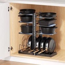 Pots and Pans Organizer under Cabinet, Pan Pot Organizers inside Cabinet with...