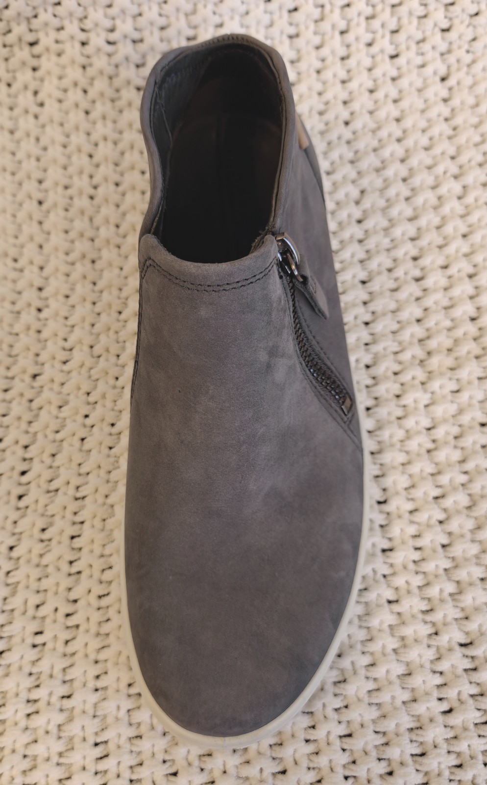 ECCO Women's Soft 7 Dark Shadow Gray Nubuck Leather Zip Low Bootie, NWOB, Sz 37 image 7