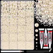 11000Pcs Flatback Pearls for Crafting Ivory White/Beige , Assorted Size 2/3/4/5