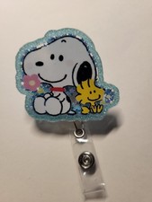 Snoopy And Woodstock With Flower Retractable Badge Reel