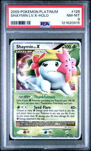 2009 POKEMON PLATINUM #126 SHAYMIN LV.X-HOLO PSA 8