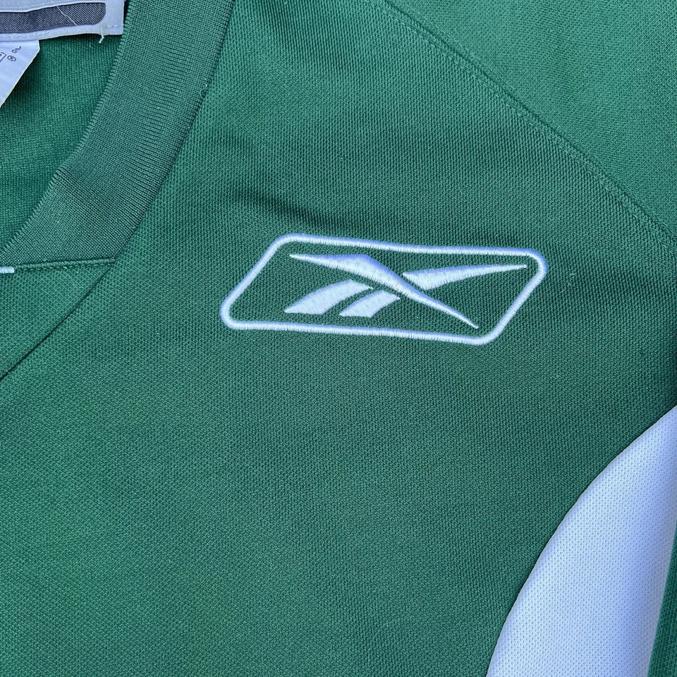Camiseta deportiva vintage Reebok para hombre grande verde oscuro hockey #10 práctica deportes años 90 Y2K Foto 3 de 4