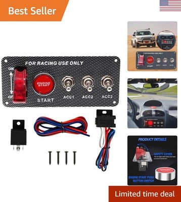 5 in 1 Racing Ignition Switch Panel - Durable Carbon Fiber with LED Toggle