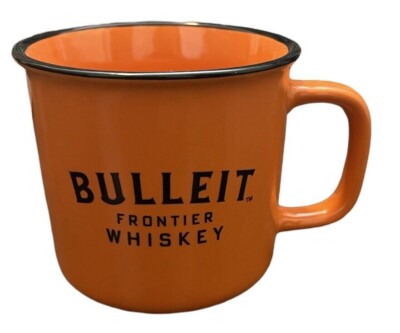 Bulleit Frontier Whiskey Bourbon Rye Orange & Black Ceramic Coffee Mug