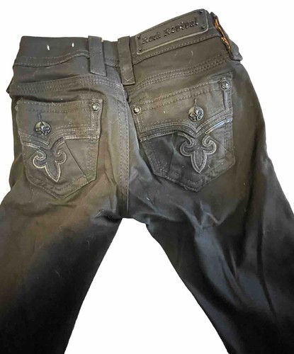 Rock Revival Alba Skinny Jeans Women’s Size 24 Black Straight Cut Solid - Picture 6 of 10