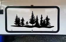 Bigfoot Tree Line Forest Scene Vinyl Decal V3 Camper RV Travel Trailer Sticker