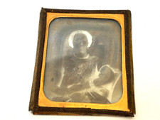 Vintage Reverse Negative Picture on Glass w/Frame 3.25" Tall x 2.75" Wide