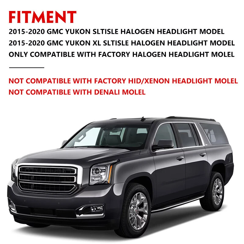 For 2015-2017 GMC Yukon XL Halogen Projector LED DRL Headlight Driver W/ Bulbs Foto 4 de 4