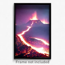 Pixel Art Poster - Mysterious Lava Fields (8 Bit Psychedelic Video Game Print)