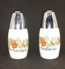 Vintage Gemco Milk Glass Salt & Pepper Shakers in Spice of Life Pattern
