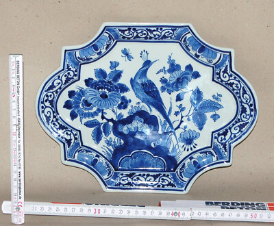 De Koninklijke Porceleyne Fles Delft Teller 30 cm Bildplatte Paradiesvogel Vogel