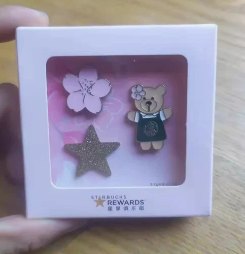 2019 China Starbucks coffee Cherry blossom and bear 3 pins set D - Picture 1 of 2