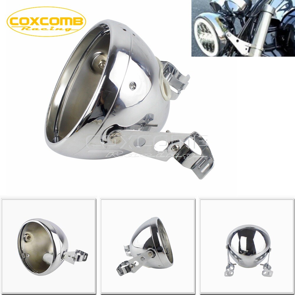 7 Inch Motorcycle Headlight Chrome Housing Headlamp Light Bulb - Foto 4