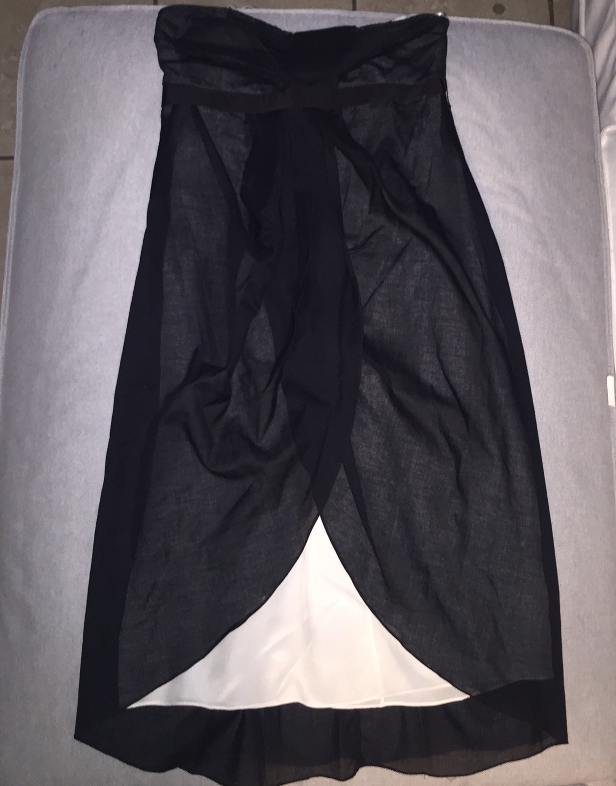 Vera Wang Black & White Strapless Cotton Silk Cocktail Dress Size 4-image
