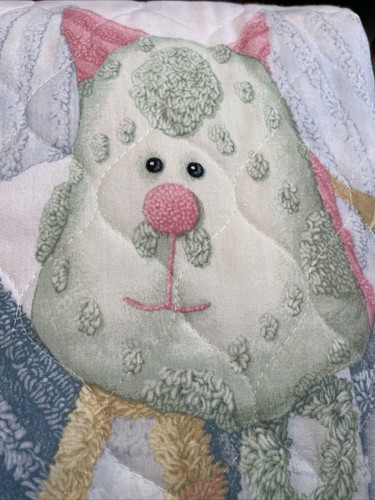 Vintage New Baby Quilt Comforter Blanket Teddy Bear Bunny rabbits Pastel 2 sides - Picture 2 of 7