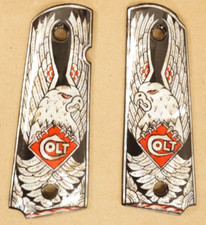 GRIPS FOR COLT 1911 .45 MOTHER OF PEARL IN ROSEWOOD- NEW/REPRO