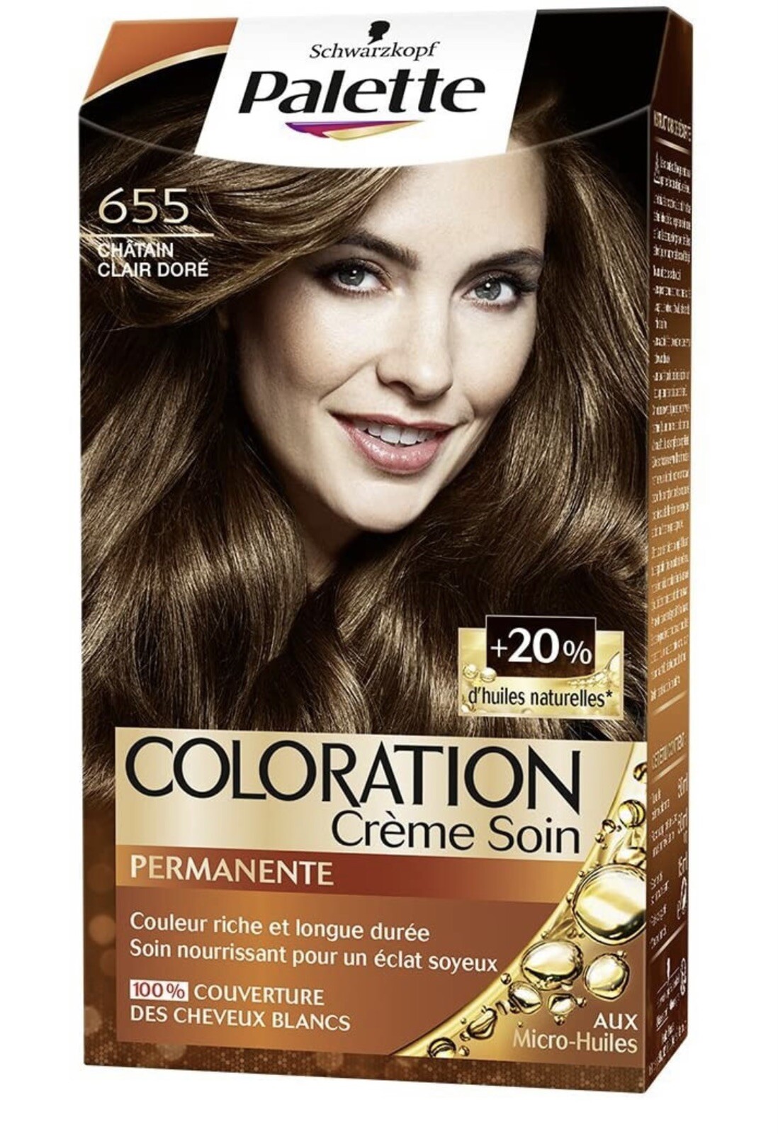 Palette Châtain Clair Doré 655 lot de 3 colorations crème permanente